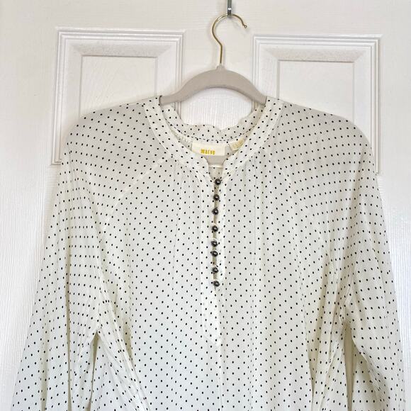 ANTHROPOLOGIE Maeve Lucy Polka Dot Blouse Cream Black Plus Size 16 - Picture 5 of 9